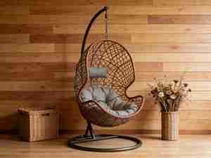 Fauteuil suspendu en <span class=keywords><strong>rotin</strong></span> à siège unique, best-seller, avec support en métal, <span class=keywords><strong>pour</strong></span> jardin, intérieur et extérieur, fauteuil œuf - Product Image 1