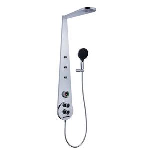 Juego <span class=keywords><strong>de</strong></span> ducha termostático cuadrado <span class=keywords><strong>de</strong></span> latón cepillado Pipa con grifo <span class=keywords><strong>de</strong></span> una sola manija, efecto lluvia suave, cerámico, moderno, con aumento <span class=keywords><strong>de</strong></span> presión, <span class=keywords><strong>de</strong></span> 3 orificios, montaje en pared, para hotel - Product Image 3