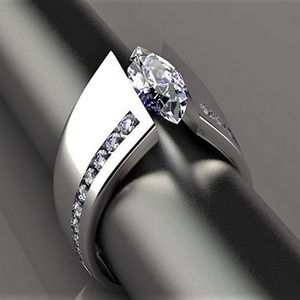 Elegante anillo de piedra marquesa para mujer, diseño con incrustaciones brillantes, joyería diaria de moda - Product Image 1