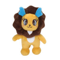 Peluche Lion Mignon Style Anime, Grandes Yeux, Dessin Animé, avec Cornes Bleues, Personnage Personnalisé, Cadeau pour Enfants