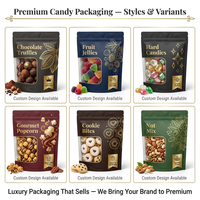 Sachet Doypack Mat Personnalisé avec Logo et Fenêtre Transparente, Estampage à Chaud Doré, en Mylar, pour Emballage de Luxe de Bonbons et Snacks – Vente en Gros