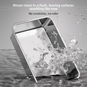 Caja de arena extra grande de acero inoxidable para gatos, diseño abierto, borde elevado, bandeja de arena a prueba de salpicaduras, inodoro para caca, accesorio para gatos, fácil de limpiar - Product Image 5