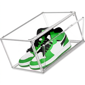 Drop Front Clear Magnetic Rectangle Shoe <b>Box</b> Packaging Acrylic Stackable Customized Shoe Boxes <b>Storage</b> 10-20L Capacity PS - Product Image 1