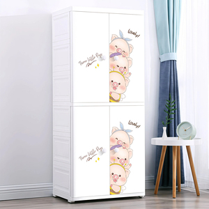 Armario de Almacenamiento Infantil de Doble Puerta, Organizador de <span class=keywords><strong>Ropa</strong></span> <span class=keywords><strong>para</strong></span> Dormitorio, Armario de Plástico <span class=keywords><strong>para</strong></span> Bebés, Cajonera de Plástico - Product Image 6