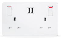 LEISHEN Prise murale intelligente 2 gangues 13A de haute qualité avec interrupteur d'éclairage et ports USB 3.6A, indice de protection IP20