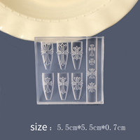 Moule en silicone professionnel de style japonais à haute transparence pour breloques croix, lettres et motifs 3D en relief pour le nail art, compatible avec l'acrylique et le polygel