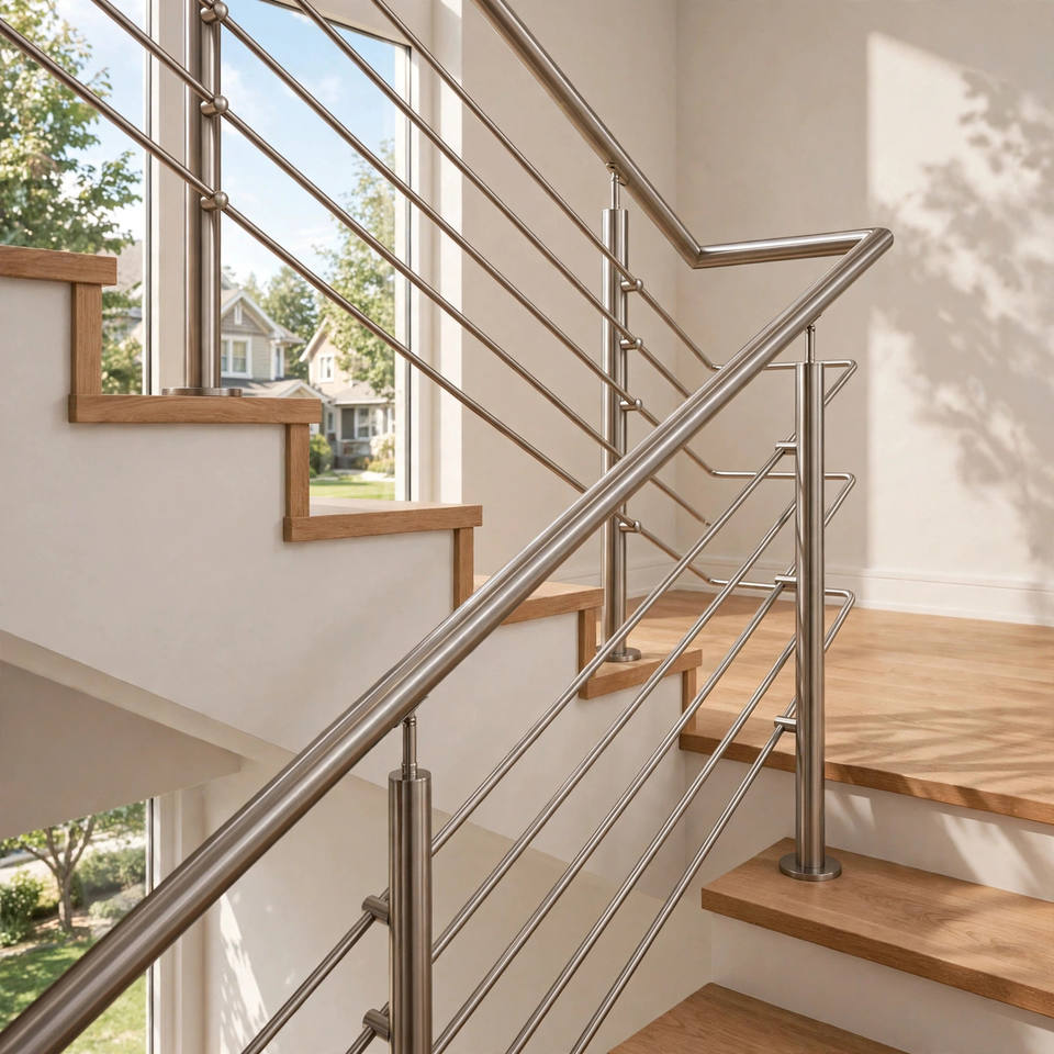 Rod Baluster Railing 304 Stainless Steel Stair Railing Post Baluster with 4 Rod Holders ...