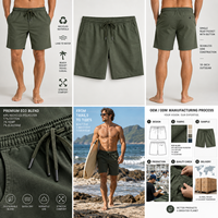 Shorts hybrides écologiques en gros pour hommes – Mélange chanvre-coton extensible, sans coutures, avec cordon de serrage latéral – Idéal pour la plage, la natation, les voyages et la marche – OEM XL