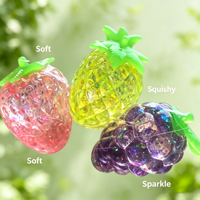 Jouet anti-stress en forme de fruit transparent simulé 3*5.5cm, mini jouet souple en TPR et maltose, jouet portable pour soulager le stress, idéal comme cadeau