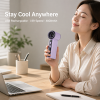 Mini ventilateur USB portable 5000 mAh, 100 vitesses, refroidissement semi-conducteur, ventilateur à main sur batterie