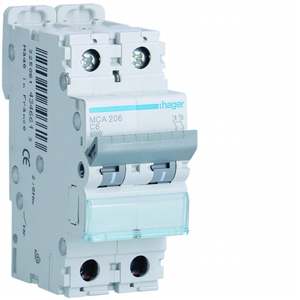 MCA206 Personalizzabile con Hagers MCB 6000A 10kA 2P curva C 6A 2 moduli - Product Image 1