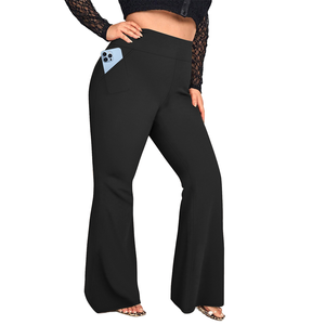 Pantalones de Yoga de Cintura Alta, Transpirables, con Bordes Impermeables, Pantalones Acampanados para Mujer, Talla Grande, Diseño Sólido, Alta Elasticidad - Product Image 1
