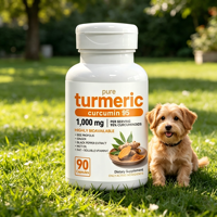 90 Capsules de Curcuma à Haute Absorption, 95% Curcumine, Complément Alimentaire Quotidien à Base de Plantes, Adapté à Tous les Chiens et Chats