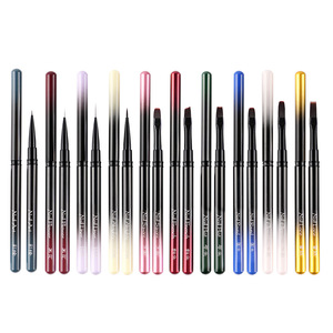 10pcs Black Gradient Metal Nail Brush Set Ombre Liner Fan French Flat Round <b>Builder</b> Gel Brushes for Salon - Product Image 1