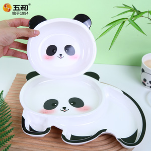 Wuhe Kids Panda Tableware Set Suction Bowl Plate Cup For Children Feeding Mealtime Use - Product Image 5