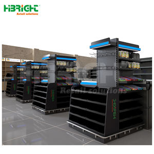 Hot Commercial One-Stop Retail Solution Black Supermarket Racks Diseño de hierro resistente para diseño de tienda de comestibles Estilo ligero - Product Image 4