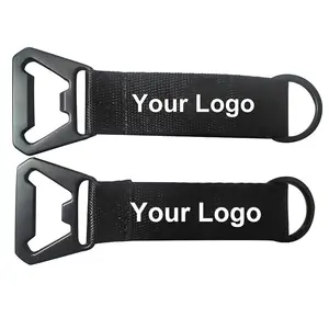 High Quality Customized Promotional Strap Key Chain Bottle Opener Keychains Key Ring With Woven Label
