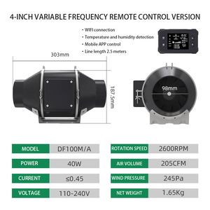 Ventilateurs de gaine à flux diagonal, ventilateur de gaine EC, contrôleur de vitesse progressif, faible bruit, ventilateur d'extraction HVAC, ventilateur de surpression, 110V-240V 25W 50W - Product Image 3