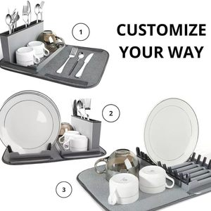 Nuevo Escurridor de Platos Plegable Multifuncional para Cocina y Organizador de Cubiertos con Tapete de Microfibra - Product Image 2