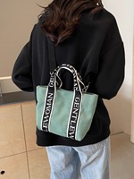Sac à bandoulière en toile pour femme, nouvelle collection 2026, motif lettres color block, sac à main décontracté, sac fourre-tout