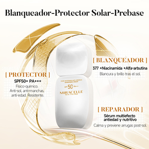 Protector Solar MIRACEILE SPF50+ PA+++ con Ácido Hialurónico Herbal, Crema Mineral con Color, Iluminadora para Piel Oscura, Orgánica, Antienvejecimiento - Product Image 6