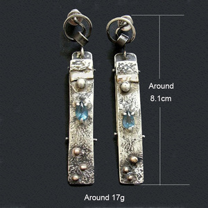 Orecchini Pendenti Vintage in Stile Etnico Blu a Goccia per Donne, Gioielli Lunghi e Alla Moda - Product Image 2
