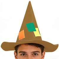 Chapeau de sorcier pointu, chapeau de costume avec patch de couleur, chapeau de sorcière en feutre unisexe pour adulte, pour Halloween/Cosplay/fête magique/jeu de rôle fantastique