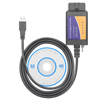 Câble de lecteur de code OBD2 USB ELM327 avec interrupteur pour une adaptation universelle, étiquettes orange/noir