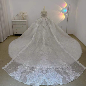 Floor-Length Bohemian Ball Gown <b>Wedding</b> Dress Beaded Bodice 3D Floral Appliques Customized Chapel Train Bridal LSJJ84 for - Product Image 3