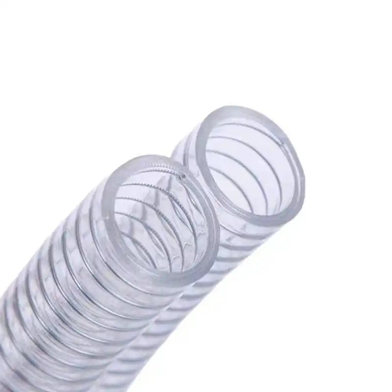 Esnek şeffaf PVC bahar Spiral çelik tel takviyeli su yakıt emme deşarj sevk borusu hortum