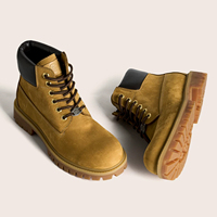 Bottes mi-montantes jaunes de qualité supérieure en cuir véritable style Martin, unisexe, classiques, à bout large, décontractées, pour le travail, vente en gros