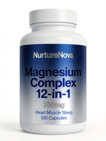 Kapsul Magnesium Kompleks 12-in-1 untuk Mendukung Otot, Suplemen Dewasa, 120 Kapsul