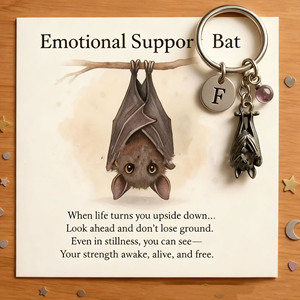 พวงกุญแจรูปค้างคาวโลหะกลับหัว พร้อมการ์ดสร้างแรงบันดาลใจ สำหรับเป็นของขวัญเพื่อน เพื่อแสดงความห่วงใยและให้กำลังใจ - Product Image 1