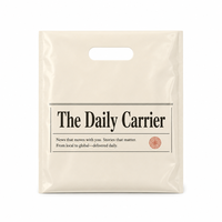 Sacs cabas en PE découpés à la forme avec poignées, personnalisables avec logo, pour la vente en gros, idéaux pour les boutiques de café, de thé, les souvenirs et le commerce de détail