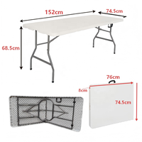 Table pliante rectangulaire en plastique robuste, pliable en deux, pour banquets, fêtes, pique-niques, événements extérieurs et traiteurs