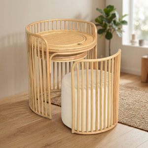 High Quality Eco-friendly Modern Stainless Steel Handmade <b>Dressing</b> <b>Table</b> Flip-Top Mirror Rattan Furniture Bedroom Apartment OEM - Product Image 1
