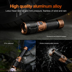 Lampe torche en alliage d'aluminium WOSEN 40W, LED blanche super lumineuse, zoom rétractable, 5 modes d'éclairage, lampe torche de travail d'urgence - Product Image 6