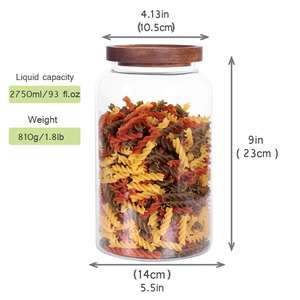Récipient de stockage de cuisine en gros bouteille grand pot de stockage d'aliments en verre borosilicaté rond scellé unique couvercle en bois - Product Image 2