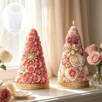 Cetakan Lilin Silikon Aromaterapi Kerajinan Batu Wangi Natal Romantis Menara Bunga Mawar M63616