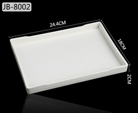 Home Hotel Restaurant Trays Zwart Wit Rechthoek Butler Tray Fast Food Plastic Serveerschaal Met Hout Patroon