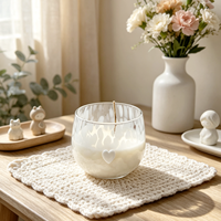Coupe à bougie en verre ronde faite à la main, imperméable et réutilisable pour Noël, Pâques, la Saint-Valentin, la décoration de table à la maison