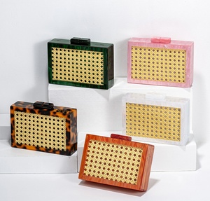 2026 New Fashion Acrylic Chains Patchwork Evening Bag Retro <strong>Green</strong> Box Design Banquet Shoulder <strong>Clutch</strong> Women High Quality 5 Inch - Product Image 6