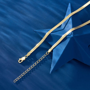 BSC35 Stock Locale USA Collana a <span class=keywords><strong>Catena</strong></span> Piatta a Spina di Pesce in <span class=keywords><strong>Argento</strong></span> Sterling <span class=keywords><strong>925</strong></span> Placcato Oro 18K da 3mm per <span class=keywords><strong>Uomo</strong></span> e Donna - Product Image 4