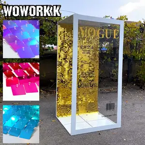 Wowork atacado suporte de decoração com lantejoulas douradas painel de parede destacável com moldura para festa de aniversário e eventos