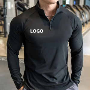 Nuova Maglietta a Maniche Lunghe da <span class=keywords><strong>Uomo</strong></span> con Mezza Zip per Fitness, Asciugatura Rapida, Traspirante, Alta Elasticità, per Basket, Corsa e Allenamento - Product Image 1