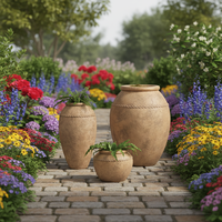 Pot à plantes en ciment avec trou de drainage - Design moderne écologique pour jardin et hôtel avec finition terre cuite