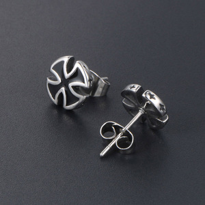Pendientes de tuerca con diseño geométrico de cruz, acero de titanio CF061, joyería de moda unisex - Product Image 4