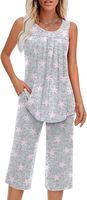 Ensemble de pyjama pour femmes, vêtements de maison, pyjama doux, ensemble deux pièces, pyjama d'été sans manches, combinaison-pantalon avec poches