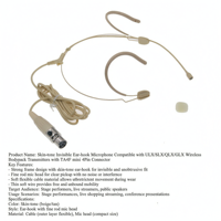 Microphone de casque omnidirectionnel 2,5 mm à condensateur avec connecteur mini XLR pour système sans fil SLX ULX QLX, pour discours et présentations
