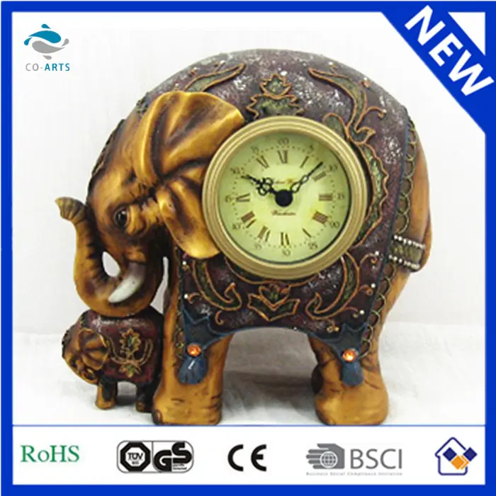 Fine art Polyresin elephant statues clock
